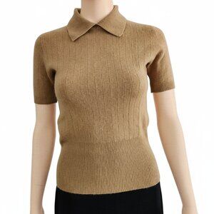 Vintage Jaeger Cashmere Pullover Sweater Collared Beige Scotland Womens Size 34